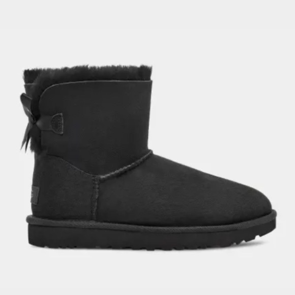 UGG sz 5 mini Bailey bow black suede bow tie boots - Picture 15 of 15